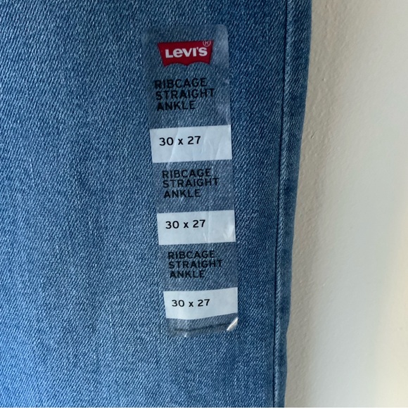 NWT LEVI’S Ribcage Straight Ankle Jeans Super High-Rise Blue 30x27 - Picture 13 of 14